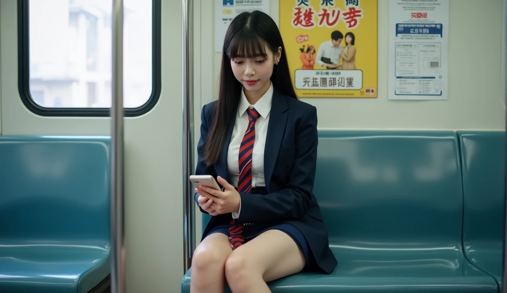 (masterpiece:1.2)、(Photorealistic:1.1)、Realistic, Ultra-high resolution, Highest quality, Real Life Photos ,( In the evening :1.1),(((Showing panties:1.4)))、((Visible panties:1.4))、((A girl sitting on a Yamanote Line train and looking at her smartphone))、
((((1 Girl:1.5)))), (((A high school girl lifts her skirt to show off her underwear on the train:1.4)))、(Cute face:1.3)、Japanese 1 Girl,((Japanese High School Girls))、((1 real high school girl))、((Japanese High School Uniform:1.6))、 Black Hair,(Written boundary depth:1.3)、 ((Dark brown eyes:1.2))、(Real skin texture:1.3)、(Immersive atmosphere:0.8、Chiaroscuro:1.2) 、(Look Viewer:1.3)、((Expressionless:1.3))、((Red cheeks:1.1))、((She's wearing tiny silk panties))、((Showing off panties:1.4))、((A woman rolling up her skirt))、((Highlight the panties))、The cutest girl in the world、((Lift up the skirt:1.4)),(8K,16K:1.5),Pussy Line