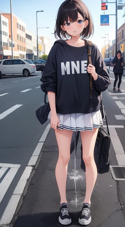 Best Quality,masutepiece,超A high resolution,of the highest quality,Realistic,Ultra Detail, in 8K, (Very oversized hoodie:1.2)thighs thighs thighs thighs、FULL BODYSHOT