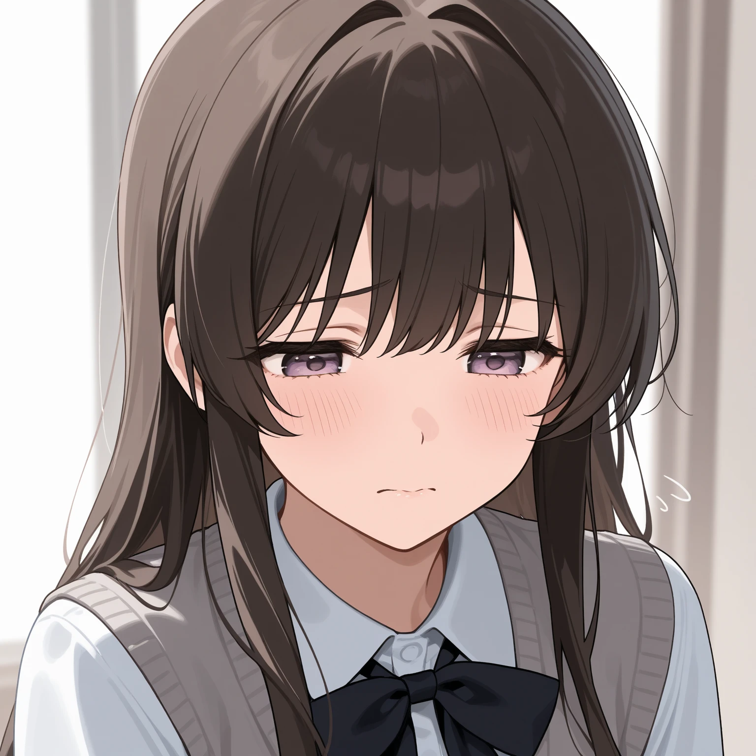 beautiful girl Toilet, squatting, excretion, sweat, embarrassment, uniform
