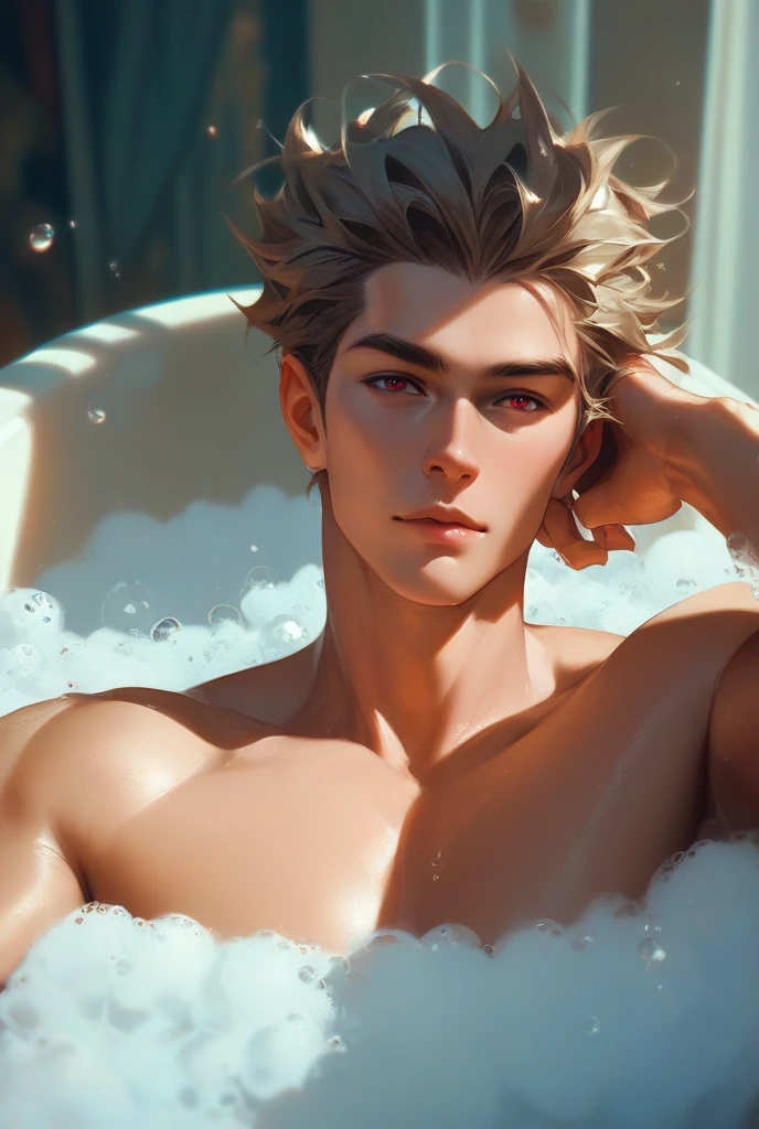 A young boy with white hair,fair skin,handsome,The triangle briefs are wet, so I took half of them off.,裸上半身Soaked in milk,Showing six-pack abs and chest muscles with water droplets on them,Soaked in milk,纖細長腿Soaked in milk,There is a big protrusion from below and milk is spurting out,Soaked in milk,Tilting their head back, they wore an expression of comfort.,Milk flows from the corners of the mouth,Sticking out tongue,Drinking milk,Very shy expression,Milk flows from the corner of the mouth,covered in milk,soak in milk,There's milk on your face too,Milk flows from the corners of the mouth,身上Soaked in milk,Complete character,To the light,The light shines on the abdominal muscles,milk everywhere
