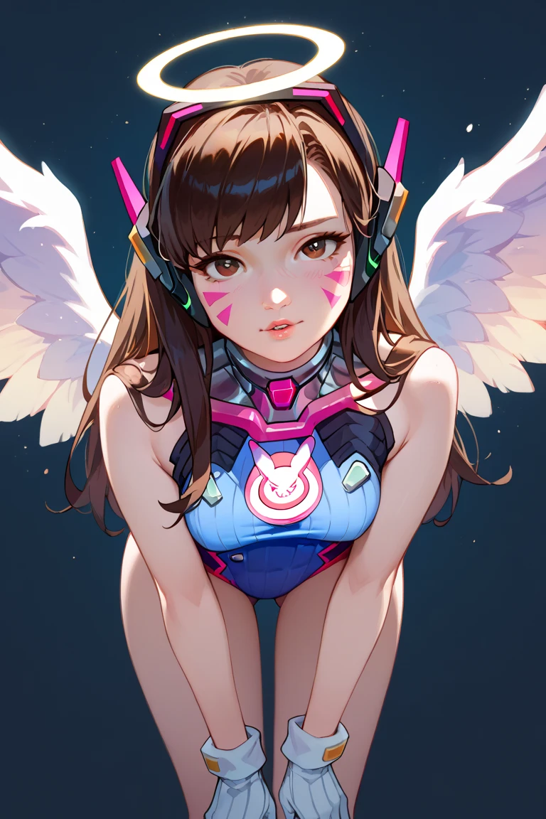 ((Best quality)), ((masterpiece)), (detailed: 1.4), (Absurd), Latin woman fighter pilot ready for war, perfect body, back, perfect ass, shiny tanned skin, wearing a headband, defined muscles, half thick naked thighs, closed mouth, only panties, include stars in clothing, muscular body covered by technological clothing, Neon Genesis Evangelion style, cyberpunk, generous neckline, ((perfect large breasts)), (lilac eyes without pupils), ((clothing in the colors of the flag of Colombia)), (((black hair with bangs on the forehead)))), (thin stripes covering the breasts), (Eagle tattoo on the arms), ((drawings of an eagle on the arms)), Colombia, short underwear, garter belt, by mucha, niji --V5, close to the real, psychopath, crazy face, sexy pose, background with a giant Gundam-style Robot head, 2 piece clothing, shoulder pads with airplane wings, pastel, centered, scale to fit dimensions, HDR (High Dynamic Range),Ray Tracing,NVIDIA RTX,Super-Resolution,Unreal 5,Subsurface dispersion, PBR texture, Post-processing, Anisotropic filtering, Depth of field, Maximum clarity and sharpness, Multilayer textures, Albedo and specular maps, Surface shading, Accurate simulation of light-material interaction, Perfect proportions, Octane Render, Two-tone lighting, Wide aperture, Low ISO, White balance, Rule of thirds, 8K RAW, crysisnanosuit