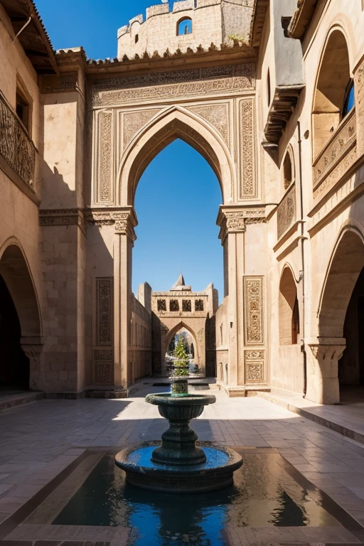 close up shot of a medieval fantasy north african traditional royal palace, exterior, rich, elegant, complex structure, elaborate decorations, (backlighting), granite, realistic, masterpiece, highest quality, lens flare, shade, bloom, [[chromatic aberration]], by Jeremy Lipking, by Antonio J. Manzanedo, digital painting