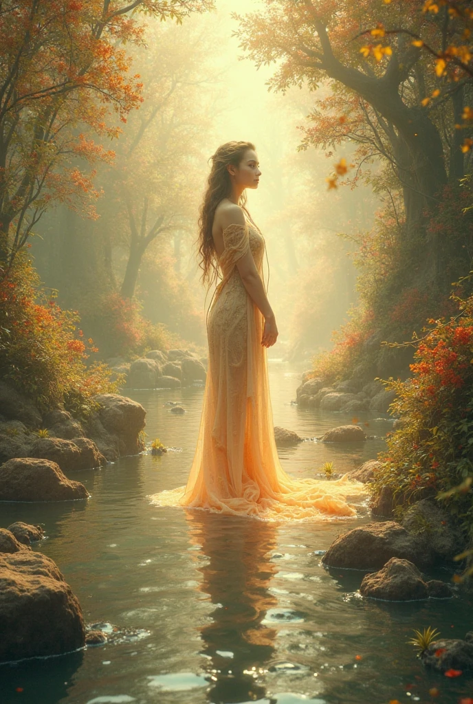 Explore the interplay between surreal calm and visual metaphor in a captivating photography composition. Set against a subtle gradient backdrop that transitions from warm golden tones to cool, muted hues, create a scene imbued with a sense of tranquility and mystery. Utilize natural lighting during the golden hour to cast a soft, dreamlike glow over the subject, enhancing the surreal atmosphere of the image. Incorporate bokeh to add a touch of magic and whimsy, inviting viewers to lose themselves in the enchanting beauty of the moment. Through visual metaphor, convey a deeper narrative that resonates with universal themes of introspection, transformation, and the passage of time, (masterpiece, best quality, Professional, perfect composition, very aesthetic, absurdres, ultra-detailed, intricate details:1.3)