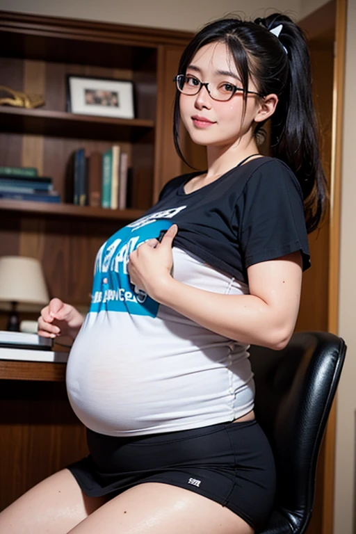 low angle shot, [closeup|medium shot], photo from below of office woman, office suite, shirt, skirt
, BREAK, old_siemens, (pregnant:0.9), busty, film grain, shy smile
<lora:old_siemens:1>   <lora:add_detail:1>