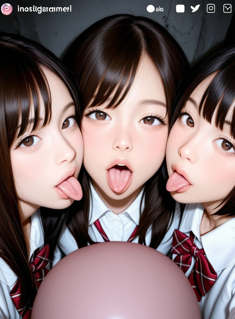 Highest quality、High resolution、Detailed Background、(Beautiful face in every detail:1.4)、Anatomically correct、Detailed facial expressions、age beauty、Highly detailed face、(Huge breasts:1.2)、cute hair color、Bobcut、ponytail、cute hairstyle、well-groomed eyebrows、Perfect body line、School classroom、JK Uniform、(A shot from below of three beautiful girls looking at us with cold eyes:1.5)、Close up from below、look at me with cold eyes、glare、cute