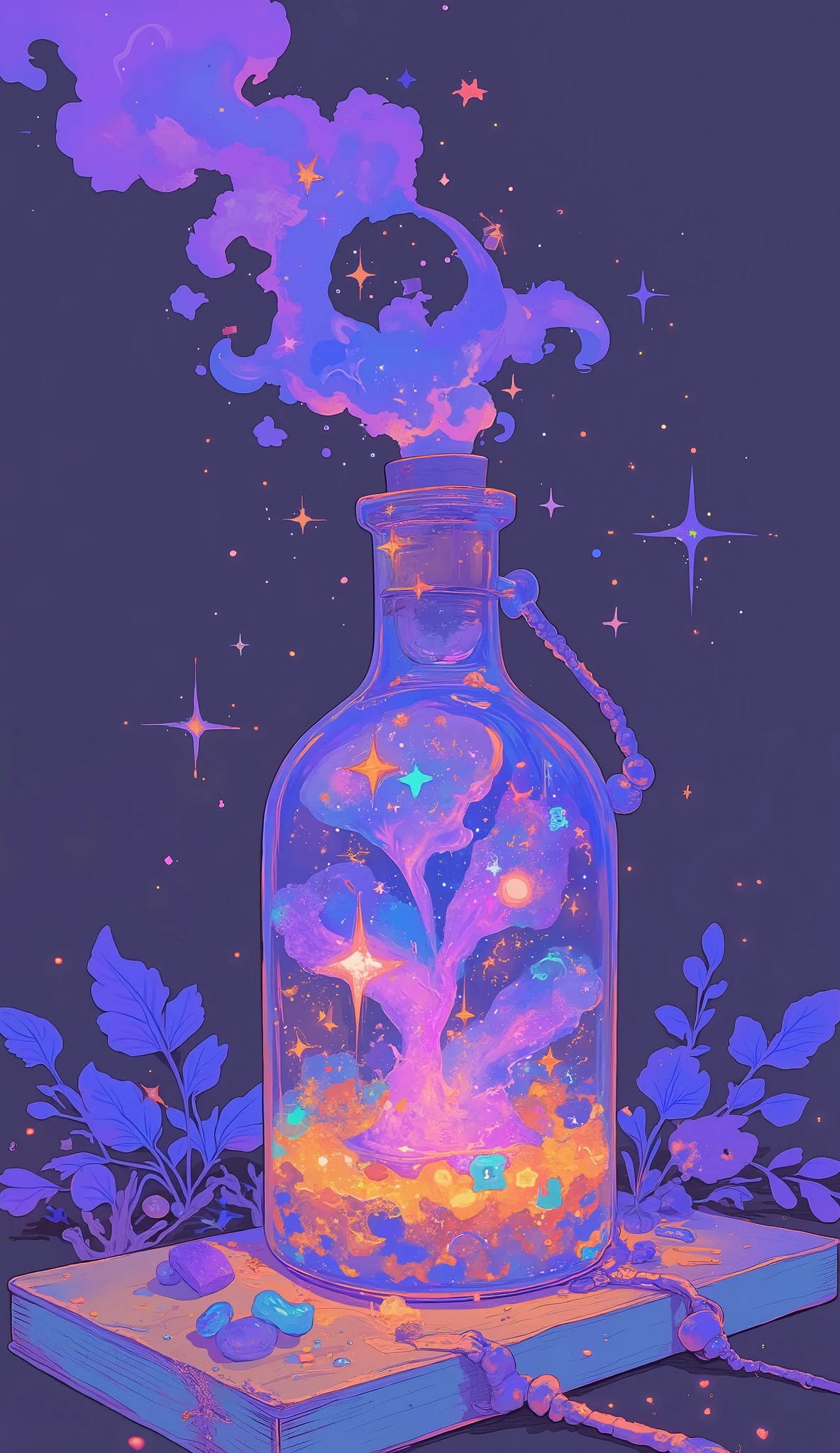 Someone has a glass with liquid inside,  the galaxy in the bottle , Little bottle of stars , magical  potion s, Magical Aesthetics , magic  potion s,  magic laboratory background , painting of one health  potion ,  Magical Composition ,  potion  of healing, fantasy aesthetic!, Magical Aesthetics , ✨🕌🌙,  potion ,  dreamy art, Dreamy illustration ,  Magical Item, A dreamy aesthetic 
