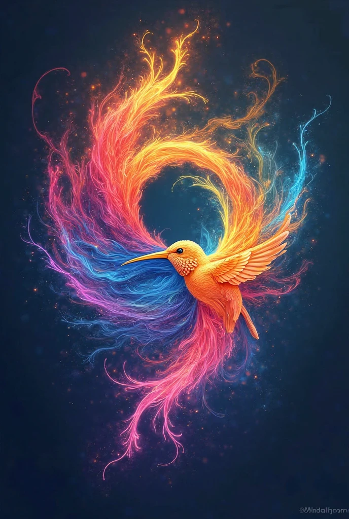 A colorful neon rainbow smoke of a birds on the fire, an ethereal flame from birds, vibrant colors, in the style of vector art, isolated on a black background with no shadows in the anime. --s 800 --style raw --niji 6,