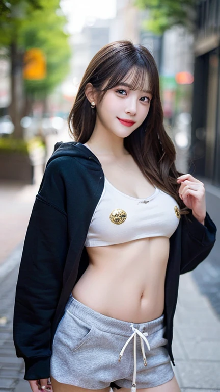 (masterpiece,highest quality,超A high resolution),Japanese women, (((Very cute 16 year old girl))), View the photographer, Front view, ((Long Hair)), Super cute face, Glossy lips, Double eyelids on both eyes, Focus your eyes, Natural Makeup, bangs, Shiny and smooth light brown long hair, (((Upper body close-up))), Large Breasts, Perfect limbs, Perfect Anatomy, (((Pleated mini skirt with zipper pattern:1.4))), ((camisole:1.3)), ((Put on a knitted jacket:1.3)), ((Black knee-high socks:1.3)), ((Smile)), Night room, (Show off your slim thighs:1.3), ((Include the whole face and focus on the chest:1.2)), View your viewers, (Strike a cute pose:1.2), Perfect and natural fingers, 
