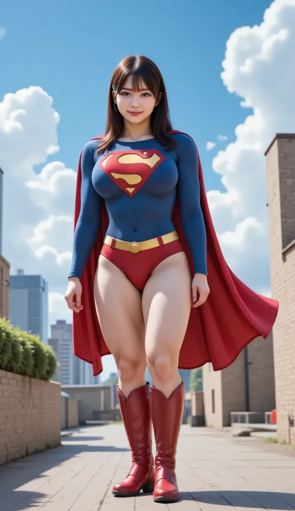Woman body set big breasts, Supergirl costume dress
