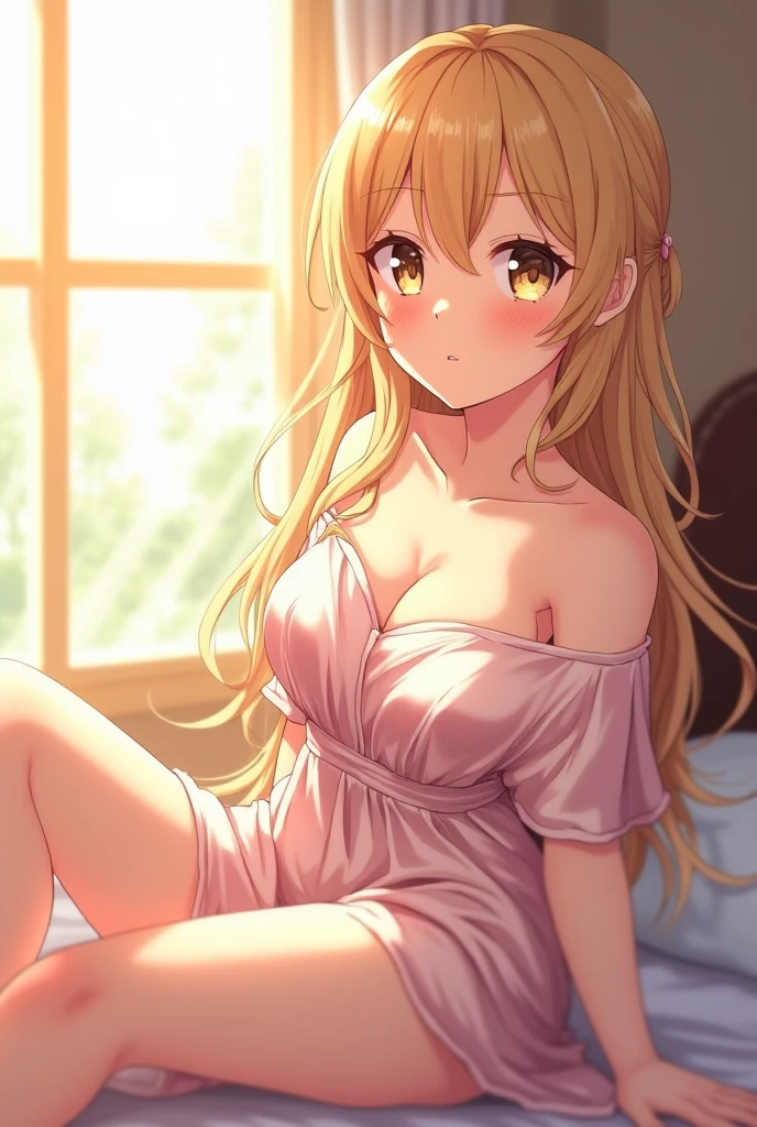 Woman,animejpholic,long-hair,Air bangs,lightly made up,Lori,Yellow hair