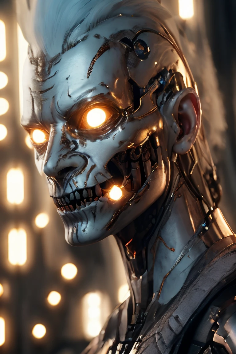 cyberpunk feminino, com fios saingo, mandibles, dentes afiados, Filme de Horror, animatronic, filme gore, filmado com panavision, biomechanico, HR giger style, goth, industrial, sci fi, monocromatic, estilo VHS antigo, choro, soio, triste, Industrial Gothic, industrial, cheirando para o jantar, lado a lado, fechado, cheirando para o jantar, imagem frontal, red, neon pink lights in the background , closed up face