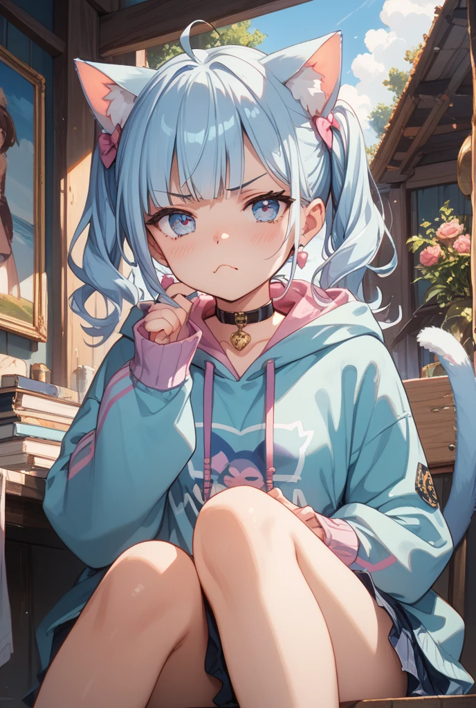 anklet,hairband,fang,yukata,cleavage,orgasm,fucked silly,detail fingers,skirt_lift,unbuttoned clothes,soaked,underpants,masterpiece, best quality, kawaii, ahoge, beautiful detailed eyes, aqua eyes, eyeball, cat_ears, medium breasts, bare legs, no legwear, wristband, loli, light blush, student, excited, seductive smile, nose blush , open mouth, sitting, spread legs, blush, shy, embarrassed , tail