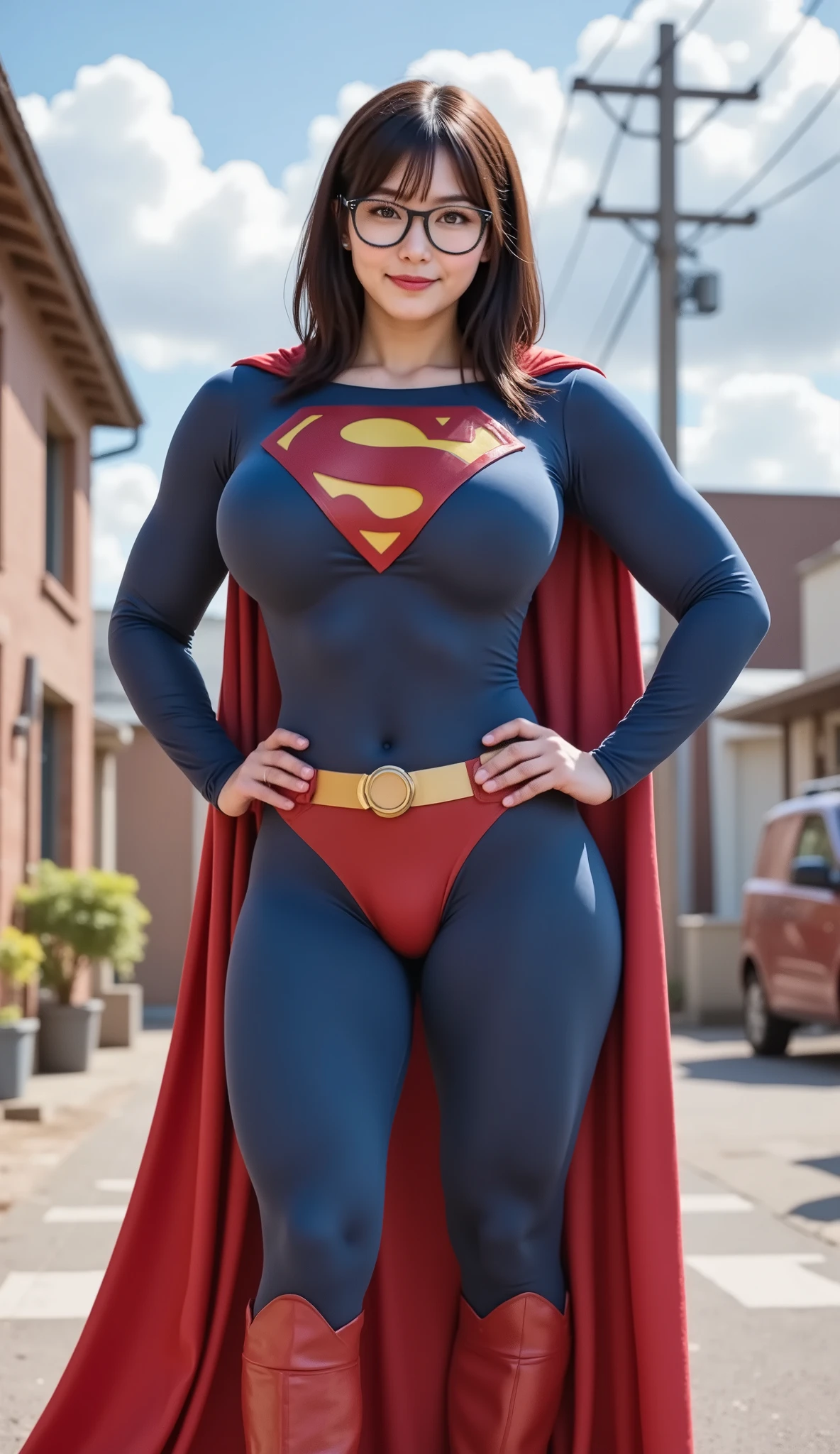 Woman body set big breasts, Supergirl costume dress