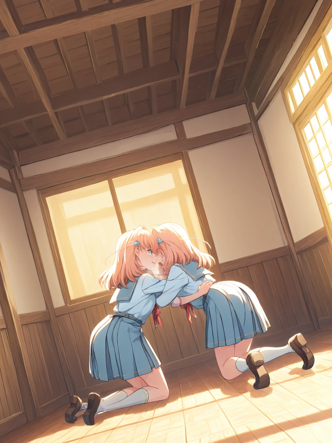 score_9, score_8_up, score_7_up, source_アニメ, masterpiece, rating_safe, 1girl, 独奏, (hinata), one side up, blue dress, white sailor collar, white long sleeves, red bow, blush, indoors, looking at viewer, full body leaning forward, skirt open、cute、blush、Watery eye、Sex、Creampie、vaginal penis, missionary, saliva trail, orgasm, Drooling pulls a thread、Semen overflowing、Cum String、(A lot of semen)、Wet、Anime H、Anime Images, (Violent Rape)、Trembling、1boy, intercourse with a man, Insert the big penis、((uterus at viewer penis inserted into pussy from cross section looking through))