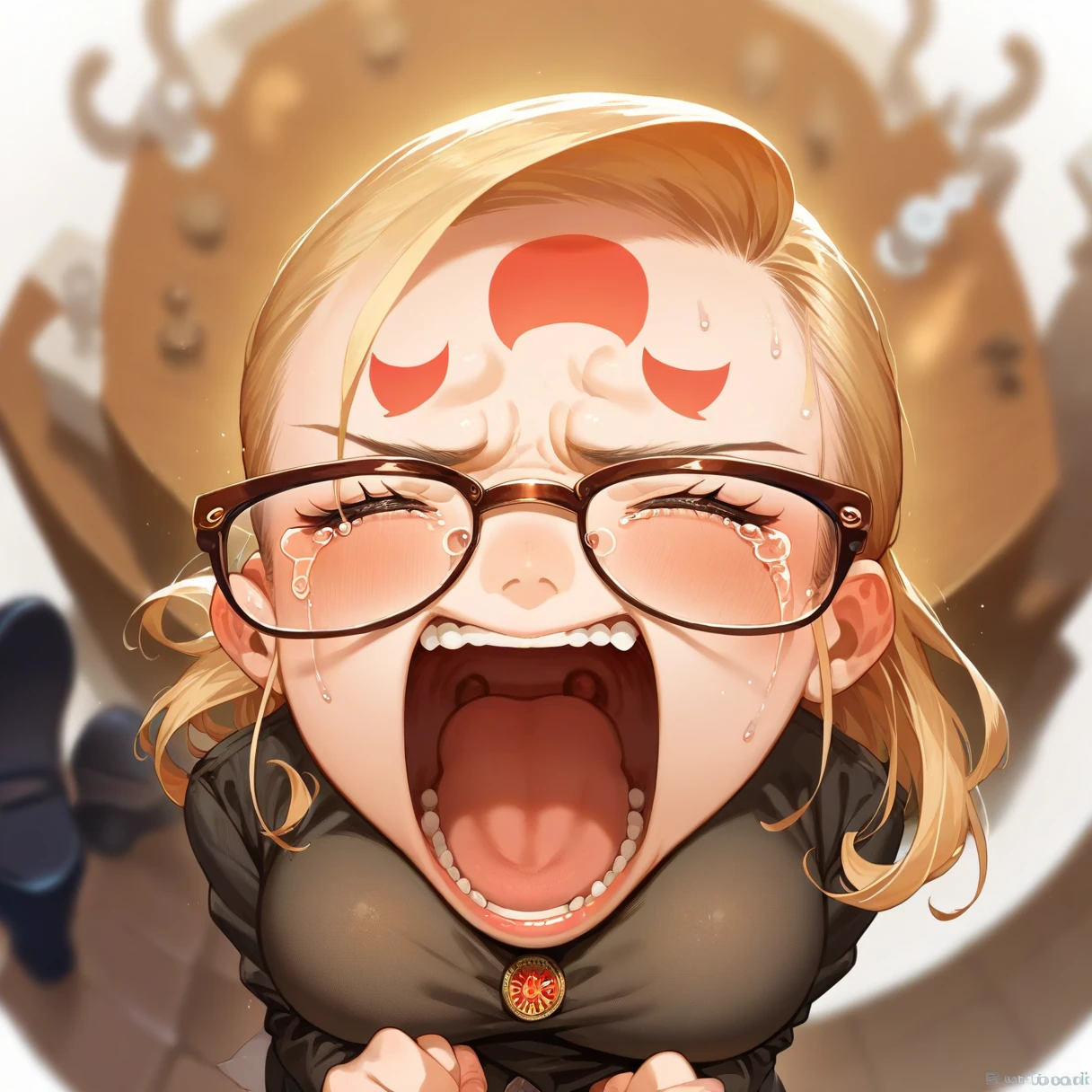 Erotic、Bedroom、Completely naked、Glasses、fat、Naked woman with a penis growing out of her crotch、Sober woman、Semen comes out、Sweat、ejaculation、Embarrassed expression、smile、ejaculation、Jolt!!Jolt!!orgasm、!!!!Beep!Feels good、Lick my dick、No clothes、futa、
