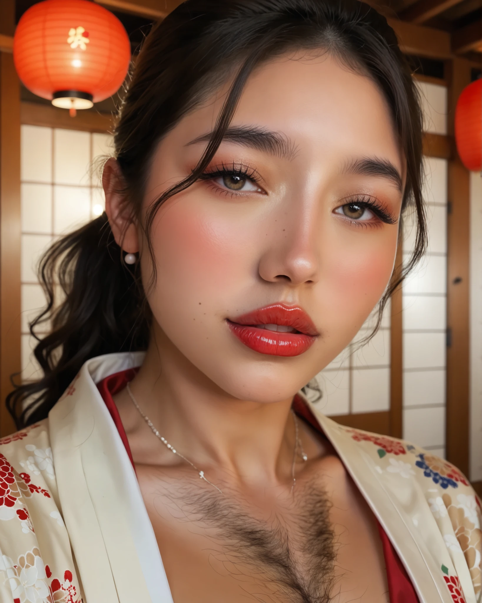 score_9, score_8_up, score_7_up,
(A photo of Japanese girl),cinematic lighting, (Japanese festival),1girl,24yo,face focus,(pale skin),(small hips),(Japanese festival costume:1.1),(kimono:1.3),highly detailed face,(very hairy body:1.3),(leg hair:1.3),(arm hair:1.3),muscular arms,(cute face),(cry:1.15),dark eyes,bushy thick eyebrows,(thick lips),(lipgloss),(red lips),parted lips,(blush),Perfect Anatomy, (flat chest),(chest hair),(covered nipples),center parted,black wavy hair,(ponytail),(geta:1.2),(UHD)
