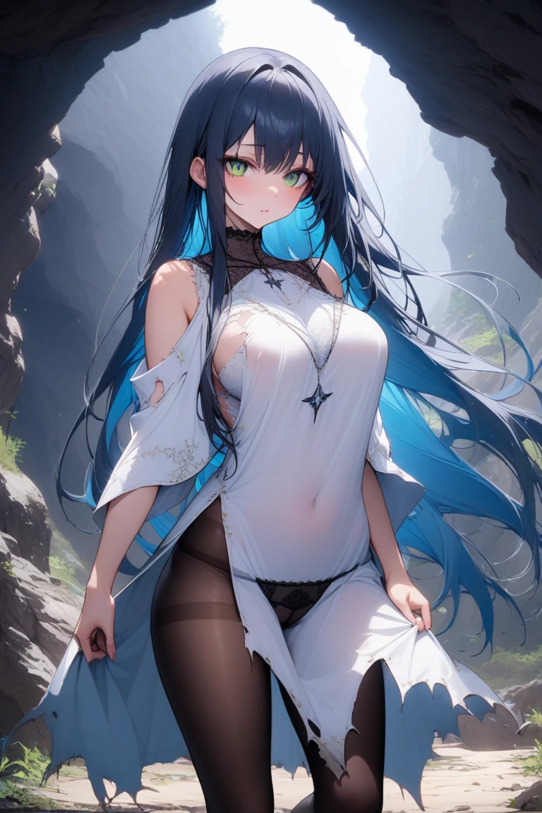nude anime girl,black mix blue hair ,18+, no clothes, sweet, sad face, cry, sad,show breast, medium , wet, tits, nipples, horny, sexual, full HD,lying in the grass, forest, snow