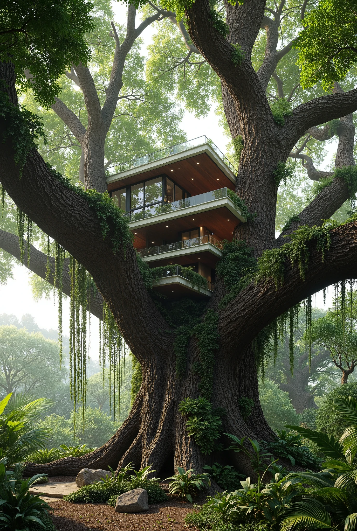 treehouse、Contemporary mansion perched on a giant tree、