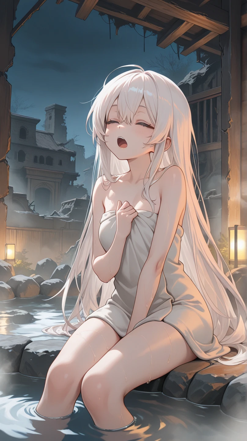 An outstanding painting of a beautiful white girl, flaming, surrounded by flames, burning hell, lava landscape, ashes, souls, demonic, diablo altar, fire girl style, the underworld, ghost knife style, fire-like hair, long red hair, (hair over one eye), (heterochromia), nude, (completely nude), detailed collarbone, perfect collarbone, watery blue big eyes, thin waist, wide hips, magic colors, Ultra HD, 8K, real skin texture, best light, best shadow, action, wizarding world, overhead view, small mouth, Small nose, big eyes, cute