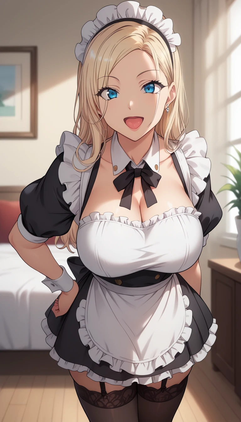 Luanne platter,  blonde hair,  detailed eyes,  large breasts, detailed nipples, (table top: 1.3), (maximum resolution: 1.2), (Ultra HDTV: 1.2), cinematic light, 8K resolution, fine eyes and skin, detailed facial features, , (sharp focus: 1.2）, (focus on the face:1.2),perfect style, beautiful face, anatomically correct, Highly detailed face and skin texture, fine eyes, double eyelid, thin eyebrows, glitter eyeliner: 1 natural cheeks, Glossy skin, Fair skin: 1.2, (glossy lips: 1.4),、 (embarrassed look: 1.2),Highly detailed face and skin texture, fine eyes, double eyelid, natural cheeks, , glossy lips: 1.4,exposed cleavage、collected sperm、Overflowing sperm、flowing sperm、 blush、humiliating、impatience、disappointed、It was scary、glare、sexual excitement、provocation、embarrassing、open your knees、open your legs、 white underwear、white bra、Sparkling small earrings and necklace、disheveled clothes、exposed panties、sweat、thin underwear、stockings、 23 years old, A neat and clean woman,1 person、 upturned chest, living room、(maid uniform:1.3)、