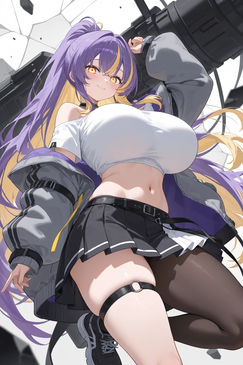1 woman, skirts, (show off g-string detailed pantie), (hands skirt lift), from front, cowboy shot, BREAK annoyed,shoot from below,police uniform