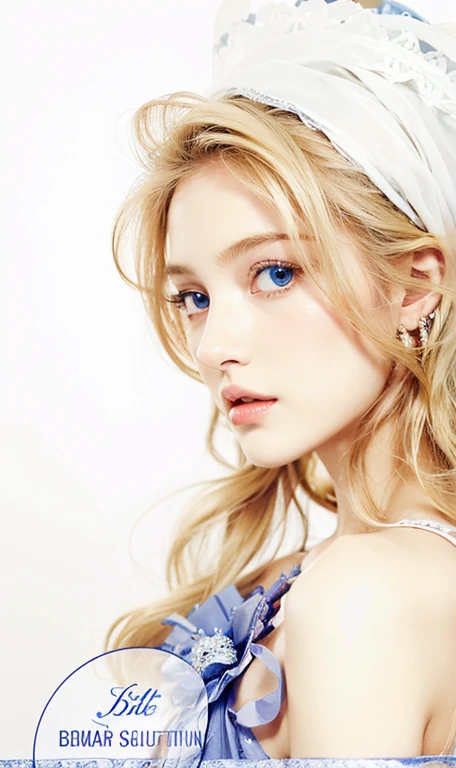 Anime Girl queen with long yellow hair and blue eyes