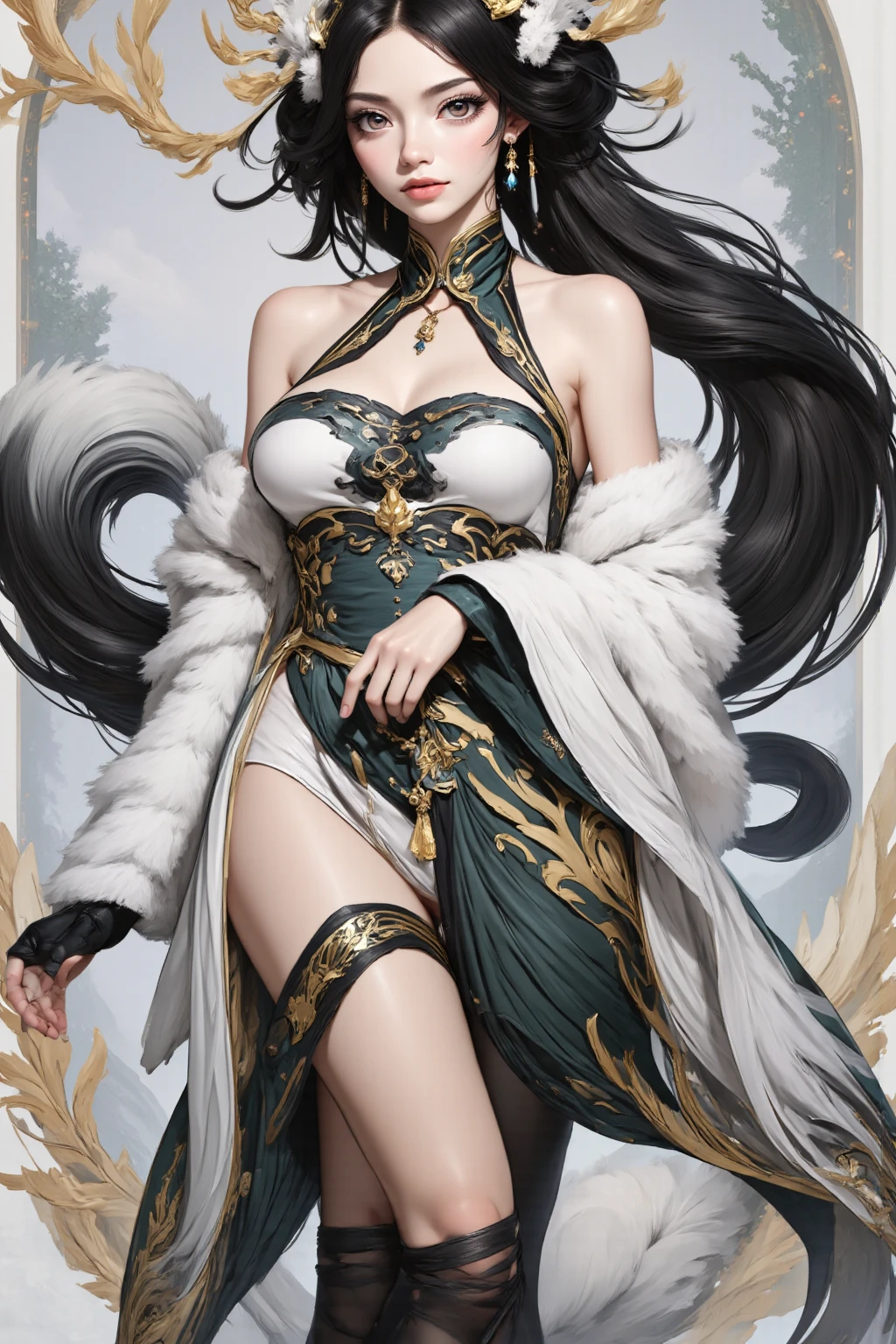 (best quality,4K,8K,highres,masterpiece:1.2),ultra-detailed,(realistic,photorealistic,photo-realistic:1.37), illustration by artgerm and gerald brom, attractive woman, perfect body, huge breasts, hyperfeminine curves, black, red, gold, vibrant, emotive expressions, My chest is completely exposed, glamour, K cup, Exposed breasts, Yukdeok, Voluptuousness, ((((full body)))), ((((独奏)))), 1woman, white hair, gorgeous woman Estimated C, (Front Focus),((ultra gigantic tits))、((Upper body naked))、( Exposed)、(((Golden short hair)))、((Sexy embroidered red and gold and black witch costume))、((High quality red and gold and black witch costume with sexy embroidery))、((Sexy Witch、High quality red and gold and black witch costume with less fabric embroidery))、Sexy embroidery beautifully embroidered on red and gold and black witch costume,Decorated with fine witch costumes and fine jewelry with fine embroidery,photographrealistic,Dynamic Lighting,art stations,poster for,Volumetriclighting,extra detailed face,4 k'',((Colossal tits))、With diamonds,Sexy thighs,exposing the abdomen ,Chest 1 Girl, deepshadow, Full Body, The eyes are confused and seductive,legs separated, high resolution, 1women, mature female, 独奏, full body, jewelry, tattoo, white hair, long hair, make up, red lips, queen dress, realistic, high resolution, 1 woman, mature woman, alone, Tattoo, gray hair, long hair, assembly, red lips, queen dress, Image from head to toe, only standing, standing full body image, realistic, high resolution, 오직 1 woman, 오직 alone, look at the viewer, (detailed face), gray hair, silver hair, long hair, feet up, beautiful eyes, Huge big breasts that are about to explode, golden armor, BLACK & GOLD gi, transparent, pantyhose, bare shoulders, Dripping tops, Visible nipples, look at the viewer, Orientalism, My chest is very hollow, My chest is completely exposed, glamour, K cup, Bewitching, Crotch that is barely visible, ancient japanese background, realistic hands, realistic feet and legs, live action, Banla, masterpiece, very pretty face, Exposed breasts, 2 hands with 5 fingers each, Two feet with five toes each, Yukdeok, Voluptuousness, full body naked