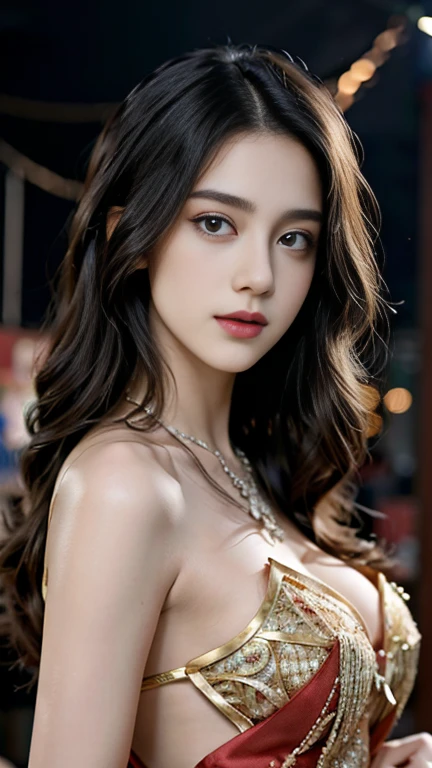 NSFW,(8K), (Best quality), (Masterpiece:1.2), (Photorealsitic), (Photorealistic:1.37), extremely detaile,Beautiful Meticulous Girl, 1girll,huge boob, Closed mouth, Beautiful detailed eyes, Beautiful detailed nose, full bodyesbian, Wet hair, gigantic cleavage breasts, fully body photo,(Dark skin), (devil horns), Large breasts, ,(perfect female shape)