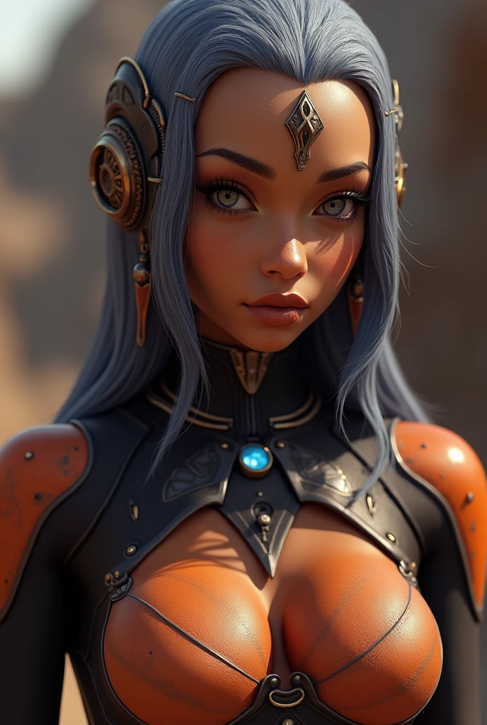 Realistic, Cute Seductive, Mature African women, bionic, cyan eyes, cyan high tech lingerie, realistic, professional lighting, 8K, high tech city background, seductively facing camera, seductive energy, pop out artistically, pop out of pink eccentric background