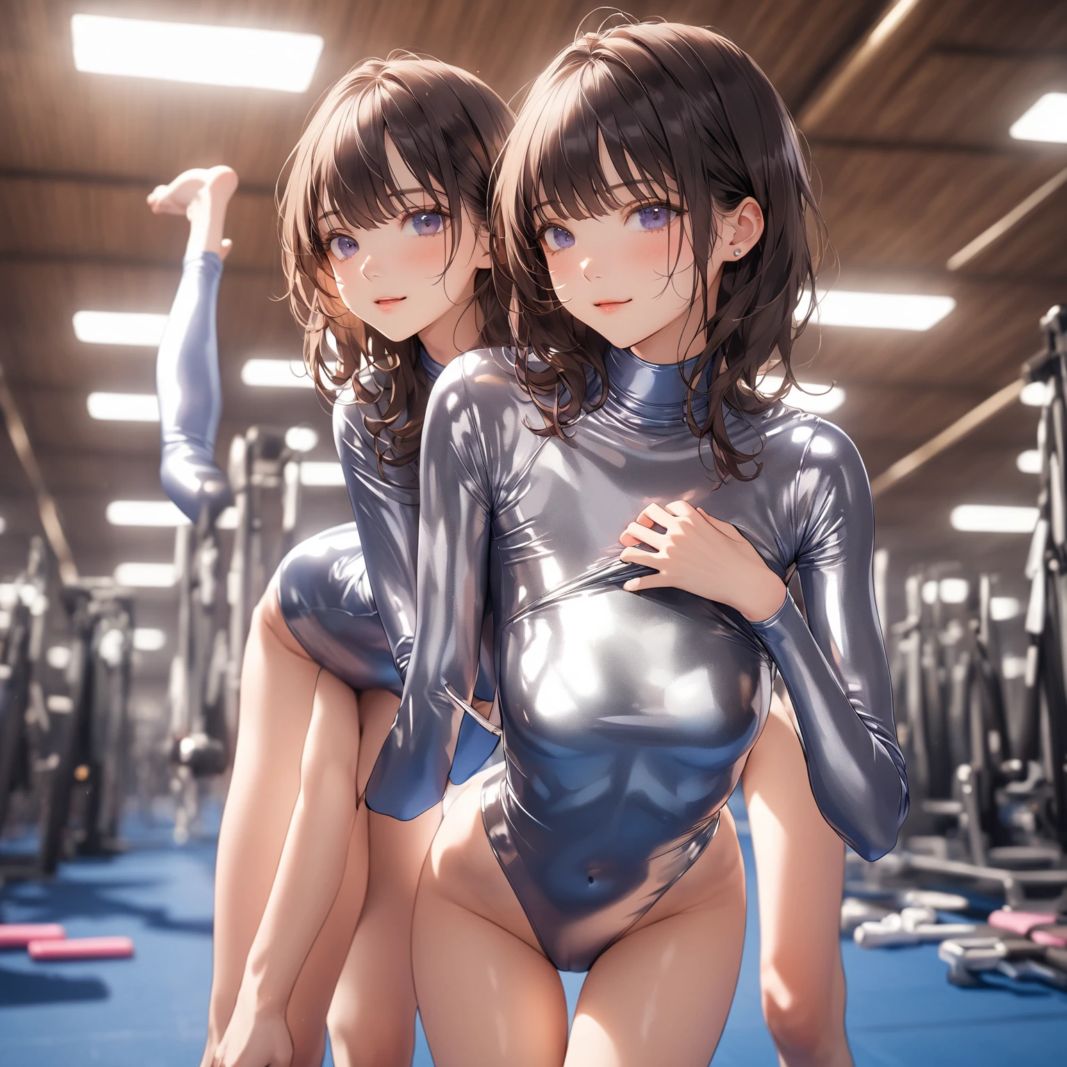 gymnastic suit,Bigchest,Miniskirt with legs,chineseidol,The face is cute,The action is sexy,legs long