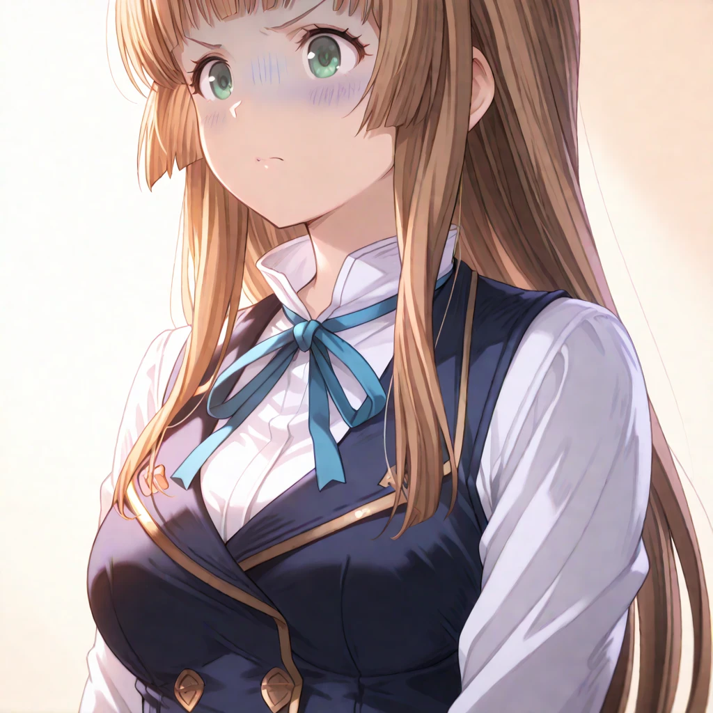 ((masterpiece)),(best quality),official art,extremely delicate and beautiful,extremely detailed CG,unity 8k wallpaper,ultra detailed,beautiful detailed eyes,extremely detailed face,outdoors,1girl,solo,upper body,(portrait:1.5),looking at viewer,facing viewer,smile,Kouno Kurisu,very long hair,blonde hair,two side up,hair ribbon,black ribbon,sidelocks,bangs,purple eyes,school uniform,yellow brooch,green ascot,red jacket,collared shirt,white shirt,long sleeves,puffy sleeves,huge breasts,underbust,buttons,miniskirt,black skirt,pleated skirt,frills,white thighhighs,zettai ryouiki,loafers,<lora:Kouno Kurisu(mhbk):0.7>,