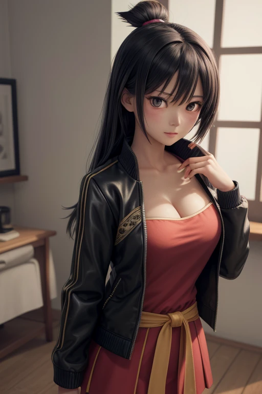 (masterpiece, Highest quality:1.3), (Super detailed:1.4),(Super detailed顔:1.2),(Super detailed目:1.2), (hyperRealistic:1.3), (RAW Photos:1.2), High-definition RAW color photos, Professional photos, (PhotoRealistic:1.4), (Realistic:1.4),8k,Professional Lighting, Perfect Anatomy, BREAK,(Big Breasts:1.6),(blush:1.2),(Bright smile:1.2),Yolfoger, High detail, Sharp focus, dramatic,dutch angle,Björf,Black Hair,Long hair short hair,White hair band,Kamimei,Leaning forward,Bring your face closer,Red eyes,Gold earrings,jewelry,Off the shoulder,(Red sweater:1.3),Sweater dress,Long sleeve,Black Pantyhose,Luxury bedroom,(g-string:1.3)