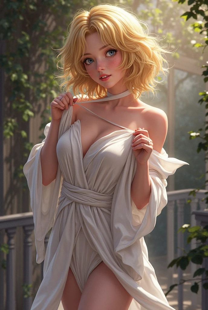Makima with Margot Robbie's face (Chainsaw Man), highest quality, Very detailed, 1 girl, alone, Standing ceremony, Redhead, Long braided hair, Golden Eyes, bangs, Very small pointy breasts, White Bikini, Looks lewd,, (bad: 1.2),Exposing breasts, Looking at the audience,Spread your legs, (Face to face: 1.3), (Dark Background, rock: 1.3), Full Shot, Crisp contrast, Beautiful fine details, Sleeping girl,White panties,High heels,,The happi coat is open,underwear