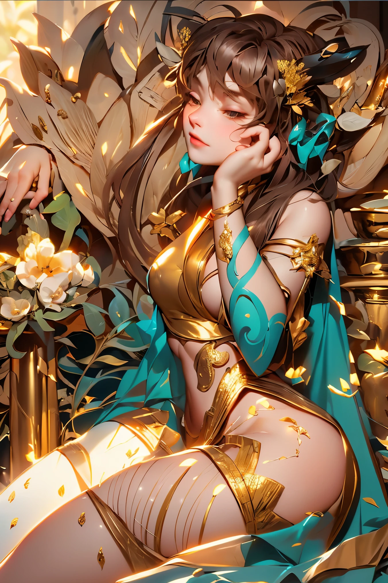 Lisa Frank Art Color, Full Body, Small Breasts, Perfect Buttocks, Beautiful Woman, Multicolored Long Hair, Multicolored Aurora, Art Face by Tom Bagshaw, Emile Vernon Style, Full Body Dynamic Motion Pose, Beautiful Woman with Long Hair, Jewelry gold, oil painting, fantasy, intricate, stunning highly detailed girl by Artgerm and Edouard Bisson, beautiful elegant, fantasy, flowers, forest, Highly Detailed, Digital Airbrush, photorealistic, Octane Rendering, black hair, black lips, gothic, rapunzel hair long, long golden and black hair, long golden and black hair, Digital Painting, soft skin wide eyes watercolor, style, sketch, Watercolor paiting, Watercolorist, Portrait of a beautiful girl with long curly hair, Vintage cartoon, GHIBLI , Artgerm, WLOP , Alphonse Mucha Intricately detailed hyper-detailed dynamic lighting Splash art trend in triadic colors Artstation Volumetric lighting Unreal Engine 5, See-through clothing, slight smile,, legs spread, View of pubic hair, 1 sexy girl in see-through forest clothing, breasts exposed, Open transparent T-shirt, Tattoos of mandalas and flowers, The best quality,