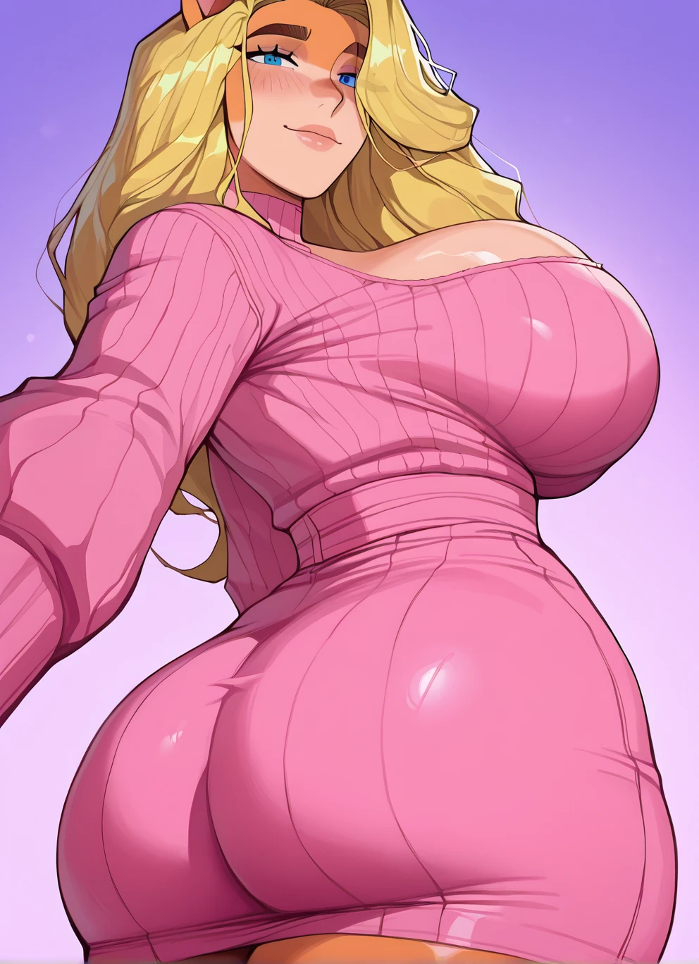 bimbo,1girl,solo,(hourglass body:1.3), (thin waist:1.3),(huge breasts:1.1),wide hips, (cleavage:1.3), nsfw, detailed face, detailed dress, detailed background, beautifully detailed jewelry, covered nipples, pencil dress