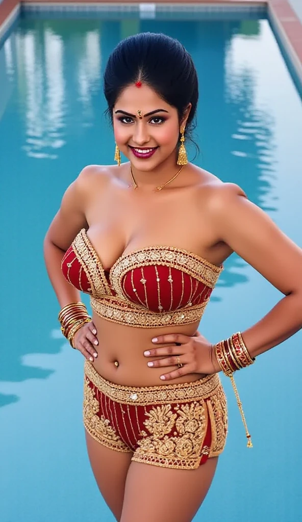 "((top-quality)), ((masterpiece)), (detaileds: 1.4), 3D Realistic Oil Painting , Sexy charming pirate Shweta Bass Prasad smiling mischievously, sexy midriff, busty waist, epaulette, Seductive cleavage, Pleated mini-skirt, Sharp details, Frivolous and scandalous, bright skin, Enchanting daylight, Ron Hicks Style, Artgerm, by Greg Rutkowsky, Movie Rendering ",The most beautiful girls of real India