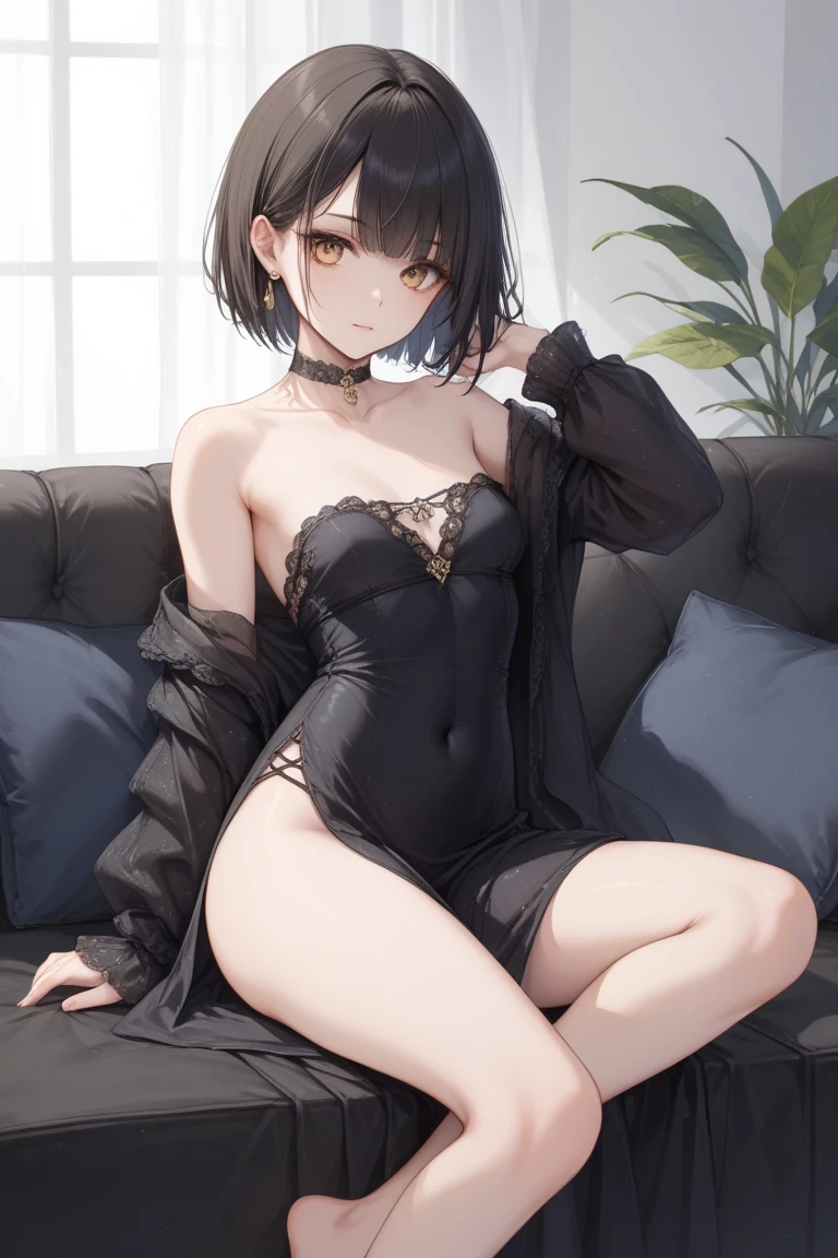 (Embarrassed look:1.7)、(((see-through langerie)))、(Small nipples that show through)