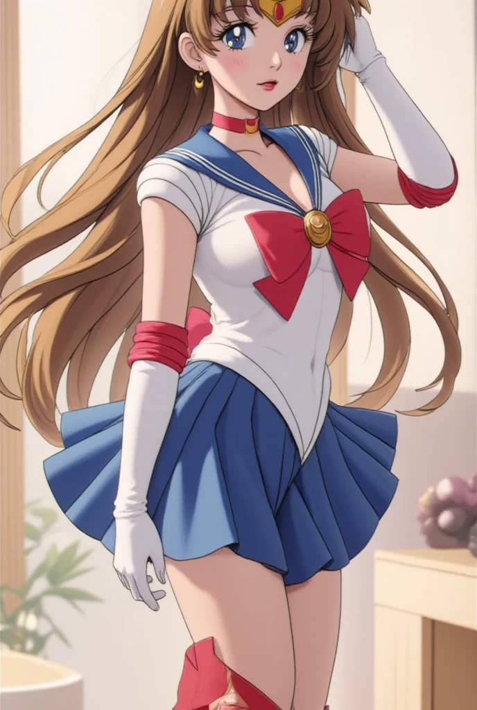 Sailor Senshi Uniform、pantiy、undergarment、s ass、Tiusto shot、Looking at Viewer, View here、Looking at the camera、nffsw、Face exposed to light、Sparkling eyes、Lively eyes、Crisp Contours、Clear contour lines、Clear contour lines、detailed contour aig eyes、Clear eyes、clearly defined eyes、A smile、A smile、Proud face、which are full of confidence々Face、cute face,((masutepiece)),((Best Quality)),Ultra-detailed,illustratio,explicit,Beautiful body,Beautiful nose,Beautiful character design,Perfect eyes,Perfect face,Wallpaper,超A high resolution,4K,Photography,(Beautiful, Large breasts:1.2),(Beautiful face:1.2),(Beautiful legs, Perfect legs),Shiny skin,official style,1girl in,masterpiece、Top image quality、Detailed details、One girl,Large breasts、huge-breasted、