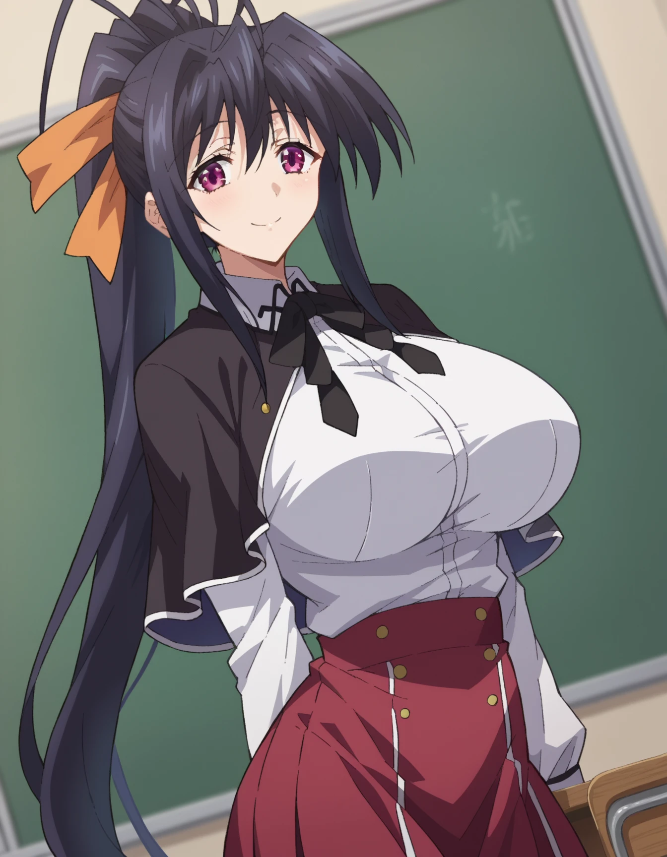 professional artwork, Intricate Details, field of view, sharp focus, detailed painting, photorealistic lighting, trending on pixiv, Standing at attention,(bunny costume:1.5), black hair,very long hair, Bangs,yellow eyes,makeup, lipstick, 35yo,mature female,Beautiful Finger,Beautiful long legs,Beautiful body,Beautiful Nose,Beautiful character design, perfect eyes detail, perfect face, looking at viewer, NSFW,official art,extremely detailed CG unity 8k wallpaper, perfect lighting,Colorful, Bright_Front_face_Lighting, (masterpiece:1.0),(best_quality:1.0), ultra high res,ultra-detailed, hyperdetailed, photography, 8K, HDR, highres, absurdres:1.2, Kodak portra 400, film grain, blurry background, bokeh:1.2, lens flare, (vibrant_color:1.2) (Beautiful,large_Breasts:1.4), (beautiful_face:1.5),(narrow_waist), (solo:1.4), ((upper body, half body shot:1.4)), annerose:0.85, classroom, (blushing, shy, pretty, tsundere:1), looking at viewer