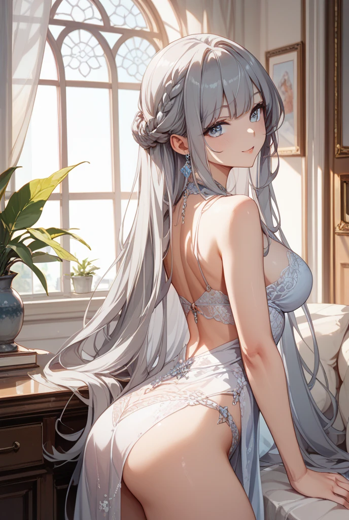 (1Glasses Girl:1.3, Allein), (Audrey Hepburn:1.3), (an extremely pretty and beautiful Japanese woman), (sexy girls), (Berufskleidung:1.3), (20 Jahre alt: 1.1), (Arms behind your back between your legs:1.3), (Attractive random posing:1.3), (in the queen&#39;s room:1.3), (Schau runter:1.3), (starrt dich an:1.3), (Vorderansicht:1.3), Brechen, (Pferdeschwanz:1.3), (shiny white, thin hair:1.2), Pony, Blaue Augen, Beautiful eyes, Prinzessinnenaugen, (Big eyes:1.3), Pony, eine Brille tragen:1.3, Haare zwischen den Augen, kurzes Haar:1.3, (schlank:1.1), (small breasts:0.95), (thin waist: 1.15), (detailed beautiful girl: 1.4), parted lips, rote Lippen, Fully made-up face, (shiny skin), ((Perfect female body)), (Upper body image:1.3), perfekte Anatomie, perfekte Proportionen, (The most beautiful face of a Korean actress:1.3, extremely cute and beautiful face of a Japanese actress:1.3), Brechen, (Betrachter ansehen, wears a sexy teacher uniform with embroidered ruffles, (wahnsinnig detailliertes elegantes Outfit:1.3), (Open back halterneck princess dress:1.3), (Neckholder-Kleid:1.3), (white and blue dress:1.3), (High waist ruffle skirt:1.3), detaillierte Kleidung, Brechen, (Detaillierter, stylish background for the queen&#39;s room:1.2), (dunkler Hintergrund), (Sanfte Studiobeleuchtung: 1.3), (Fake lights: 1.3), (Hintergrundbeleuchtung: 1.3), Brechen, (realistisch, fotorealistisch: 1.37), (Meisterwerk, best quality: 1.2), (ultra high resolution: 1.2), (RAW-Foto: 1.2), (scharfer Fokus: 1.3), (Gesichtsfokus: 1.2), (Ultradetailliertes CG-Unified-8K-Hintergrundbild: 1.2), (nice skin: 1.2), (blasse Haut: 1.3), (Hyper scharfer Fokus: 1.5), (Ultra scharfer Fokus: 1.5), (Beautiful pretty face: 1.3), (Super detaillierter Hintergrund, Detailhintergrund: 1.3), Ultra realistisch Photo, Hyperscharfes Bild, Hyperdetailbild,