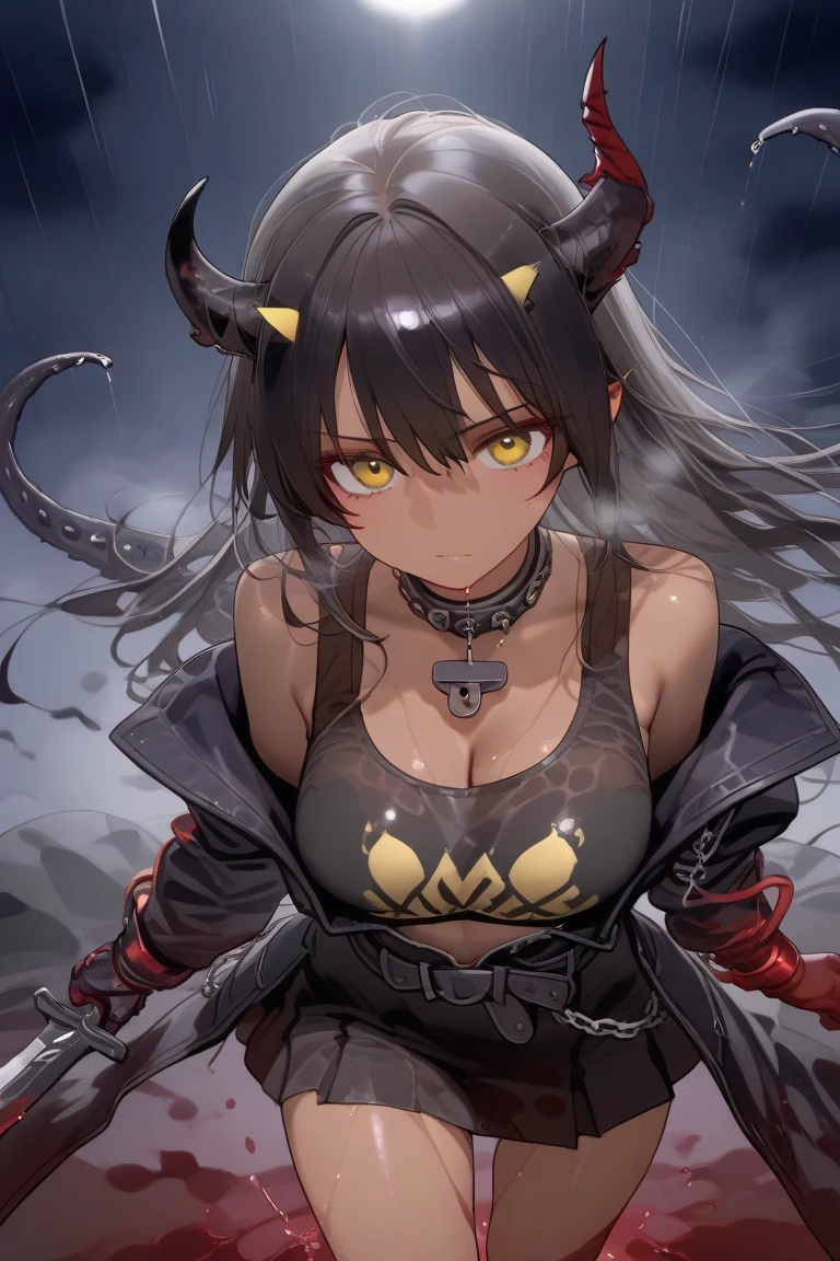(Excellent quality, good detail, well detailed eyes, HD quality, 4k,) 1chica junkotvv, black hair with cat ears and red eyes with comfortable clothes, simple background , White background