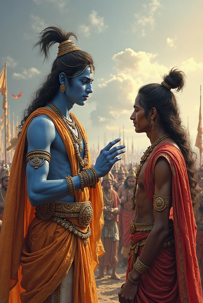 Lord Krishna gives geetas knowledge  to Arjuna