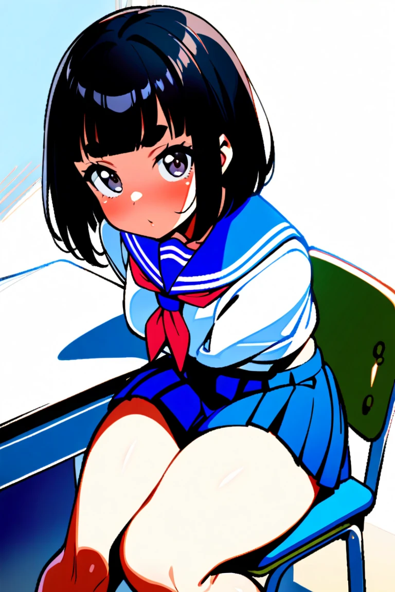 ((Highest quality)), ((masterpiece)), (detailed), Open your legs and show off your、Masturbation、Masturbationをしている女子中学生、Inserting a finger into the vaginal hole、両手でMasturbationしている、(Focus on pussy)、One girl, sexy, ((12-year-old girl)), Japanese,Only slightly chubby figure、 naked、Small breasts、Hanging eyes、Almond-shaped eyes、Firm breasts、Budding breasts、Growing pubic hair、In the middle of puberty、Dripping love juice、Transparent love juice、(Sexual climax)、(orgasm)、(Cramp)、(Squirting)、(Ecstasy face)、(Ahegao)、Sticking out tongue、whole body、Junior high school classroom、Evening Light、evening、Sitting、Spread your legs、Sailor uniform half-unbuttoned、Grey panties hanging from her legs、A shifted grey bra、(12 year old breasts)、(12 year old)、(Black pussy)、(Realistic pussy)、Very huge and large areola、Low-cut pigtails、Black Hair、Brown areola、Embarrassed face、blush、