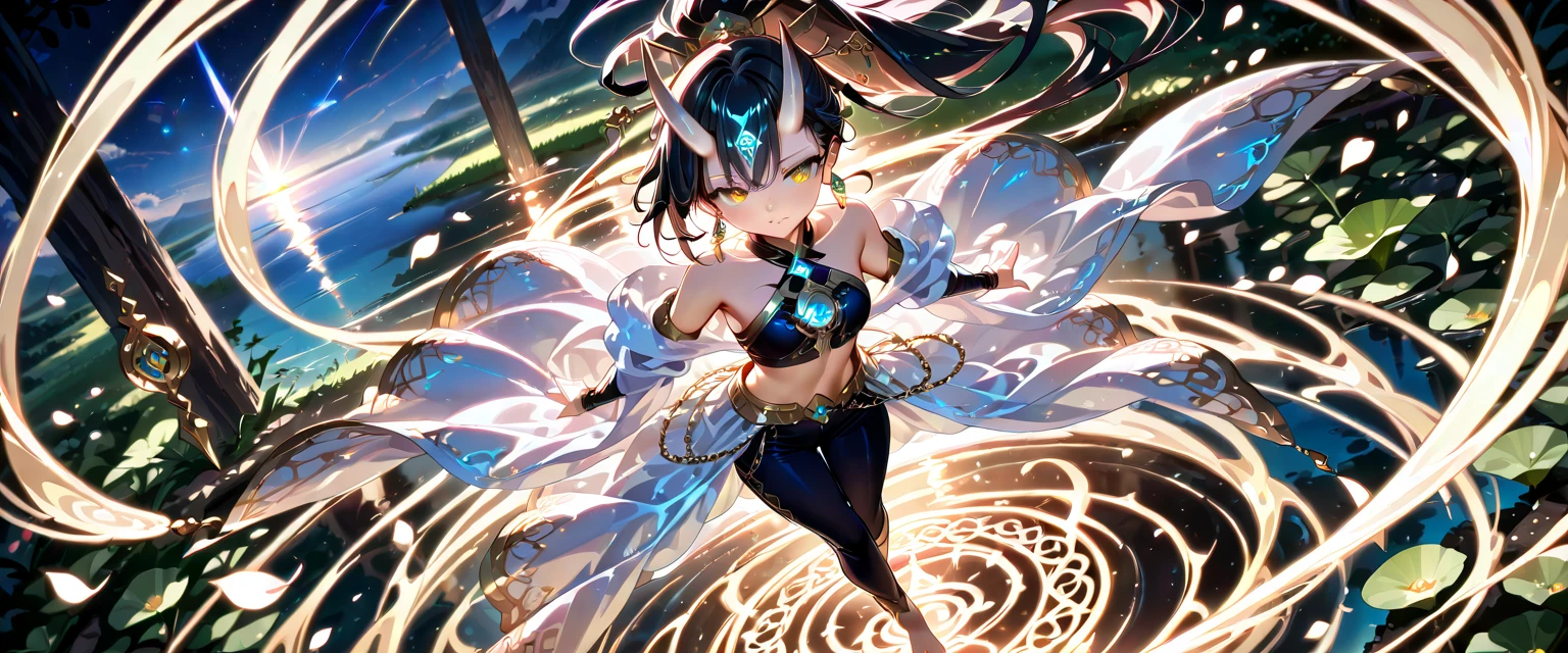 league of legends character art, League of Legends concept art,league of legends splashart, League of Legends character, league of legends art, from league of legends, Riot game concept art, league of legends style art, league of legends splashart, league of legends champion,komono, Hanfu,Taoist uniform,Off-the-shoulder attire,shift dresses,Lolita prostitute,Motion blur, Depth of field means reflection,extreme light,fog atmosphere,The moonlight shone on the side of the girl's face,realisticlying,no-bra,vacuum,Extra-long sleeves,Long off-the-shoulder dress,huge tit,cleavage,Full length of colorful hair(1.9),Color gradient for long hair,Messy hair,Barefoot,Full body like,realskin,realcumAI,Snow-white skin,Snow-white thighs,Top image quality,Extreme light and shadow,White panty hose,High details,Standing painting,lines of movement,dynamicposes,komono,PC Wallpapers,Two-thirds of the canvas generates the body,Move the chart Green Forest, It is surrounded by tall trees and a gentle mist.