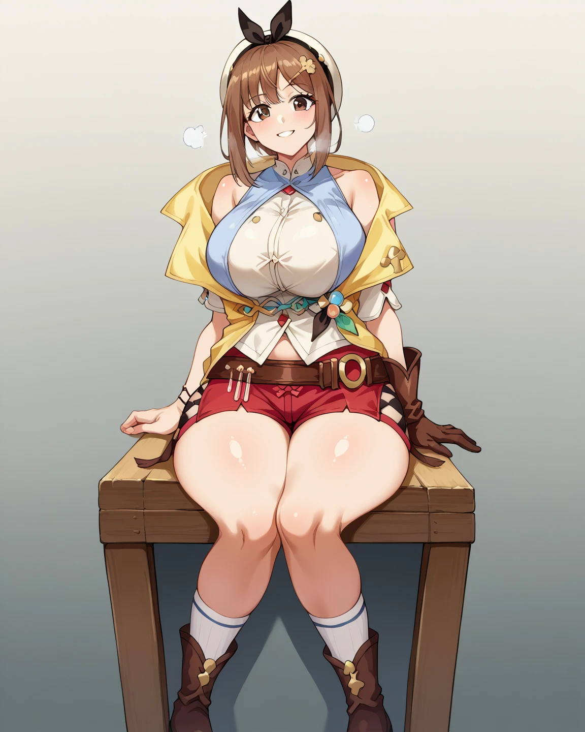 masterpiece,hentai, I'm straddling a man's crotch, Ryza having intense cowgirl sex, (((Ryza has intense vaginal sex with a man: 1.2))), favorite,Bounce and shake wildly,, 32K,Super detailed,Ultra-detailed,Big Breasts, Vibrant breasts, Short brown hair, shirt, Shorts, Black knee socks, Ryza outfit, loungewear, {{A biological weapon that preyed on the sleeping Ryza and transformed into her appearance, Big bouncing}}, Overall view, Town, NSFW