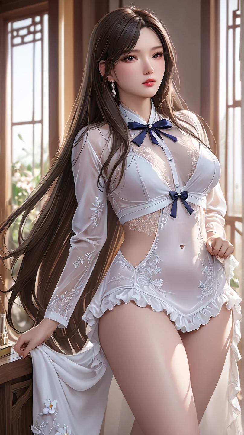 best qualtiy,tmasterpiece,超高分辨率,(realisticlying:1.4),1girll,Raised sexy,chinaware,Kpop ido,extremely large bosom,chest baring,Light transparent clothes,full bodyesbian,perfect bodies,lecherous,Stick out your tongue,Long legs, big breasts beautiful, tmasterpiece, Best quality at best, very vey very detailed face, Perfect litthing, 👍独奏, plain face, Pubic hair shows through,Sit with your legs apart,perfect figure beautiful woman,perfectly proportions