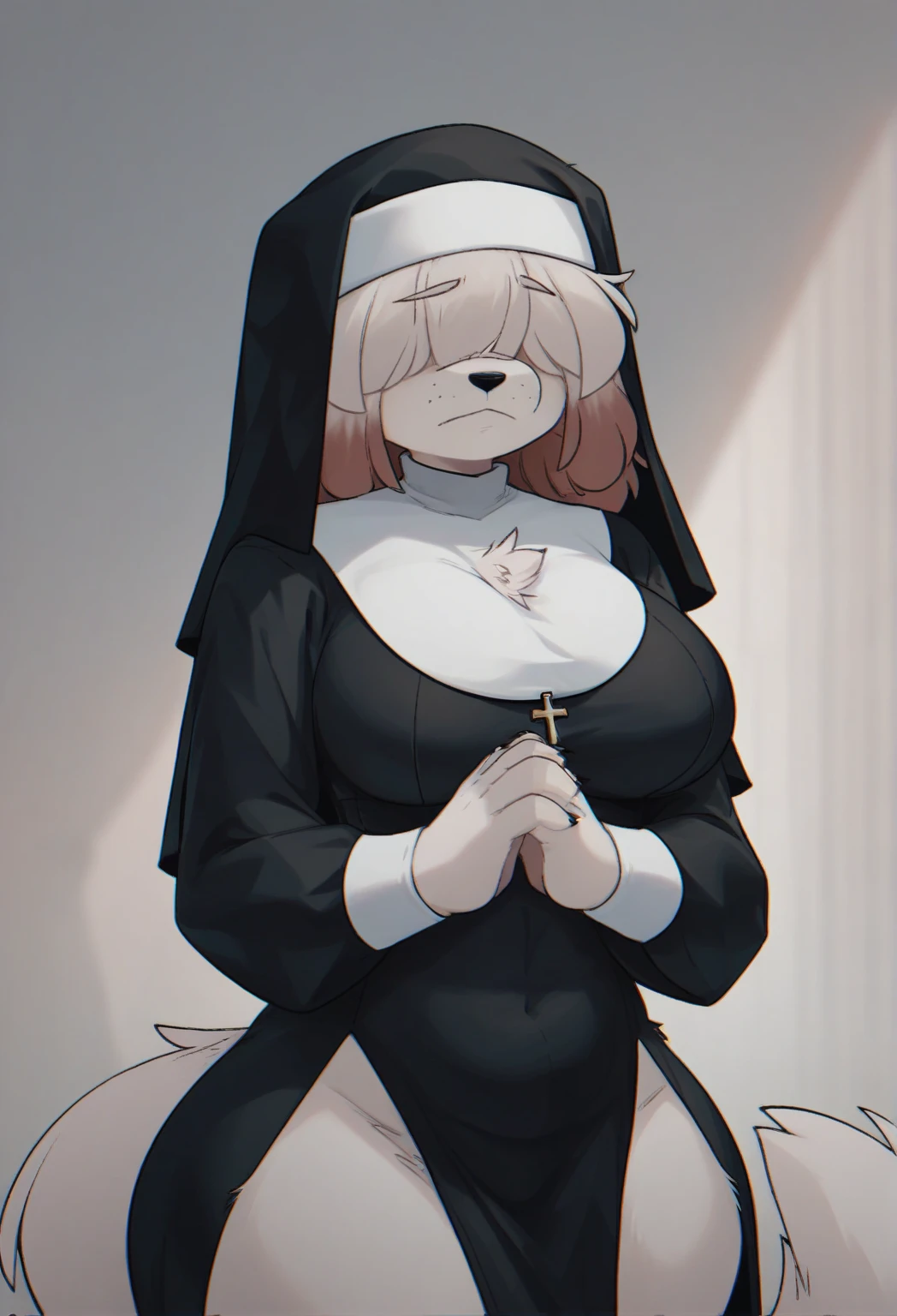 toriel, big breasts, nun, embarrassed, holding panties, string panties