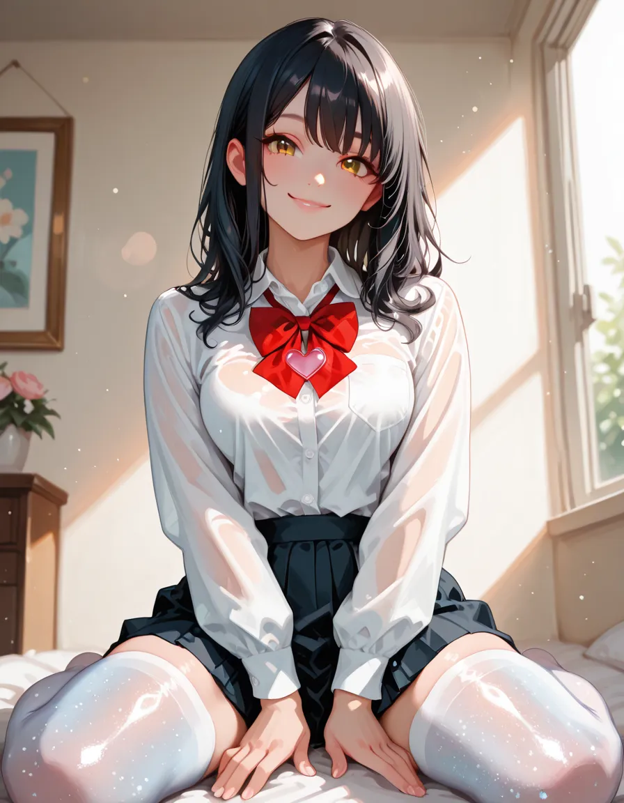 creates an anime girl lifting her skirt in white underwear 18 years old in a luxurious room landscape