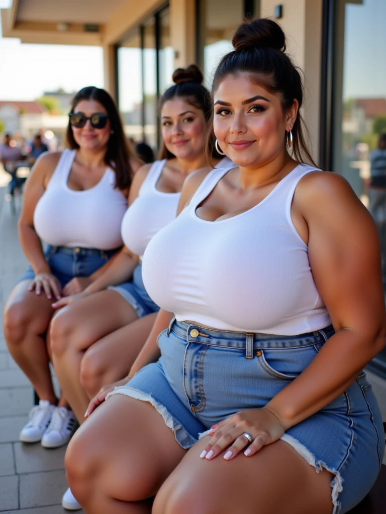 several people sitting on a bench in a park, profile pic, taken in 2 0 2 0, beautiful girls, taken in the early 2020s, 😭 🤮 💕 🎀, sitting on a park bench, at a park, profile picture, profile photo, group photo, photo taken in 2 0 2 0, at the park, not cropped, threesome, Big tits, huge tits, no clothes, sexy, cute, wide hips, thick thighs, pear-shaped body, minimal clothes, thick, bbw, chubby stomach, thick nipples, nipple piercings, large areola, hard nipples, piercing through shirt, nipples hard through shirt, chubby stomach showing, tummy spilling over the side, muffin top, panties only, no pants, pants off, stomach too big for panties, small crop top shirt, major cleavage, nipples showing through shirt, sitting on bench, down to calves, 3 thicc naked girls touching each other, 3 fat girls with big tits