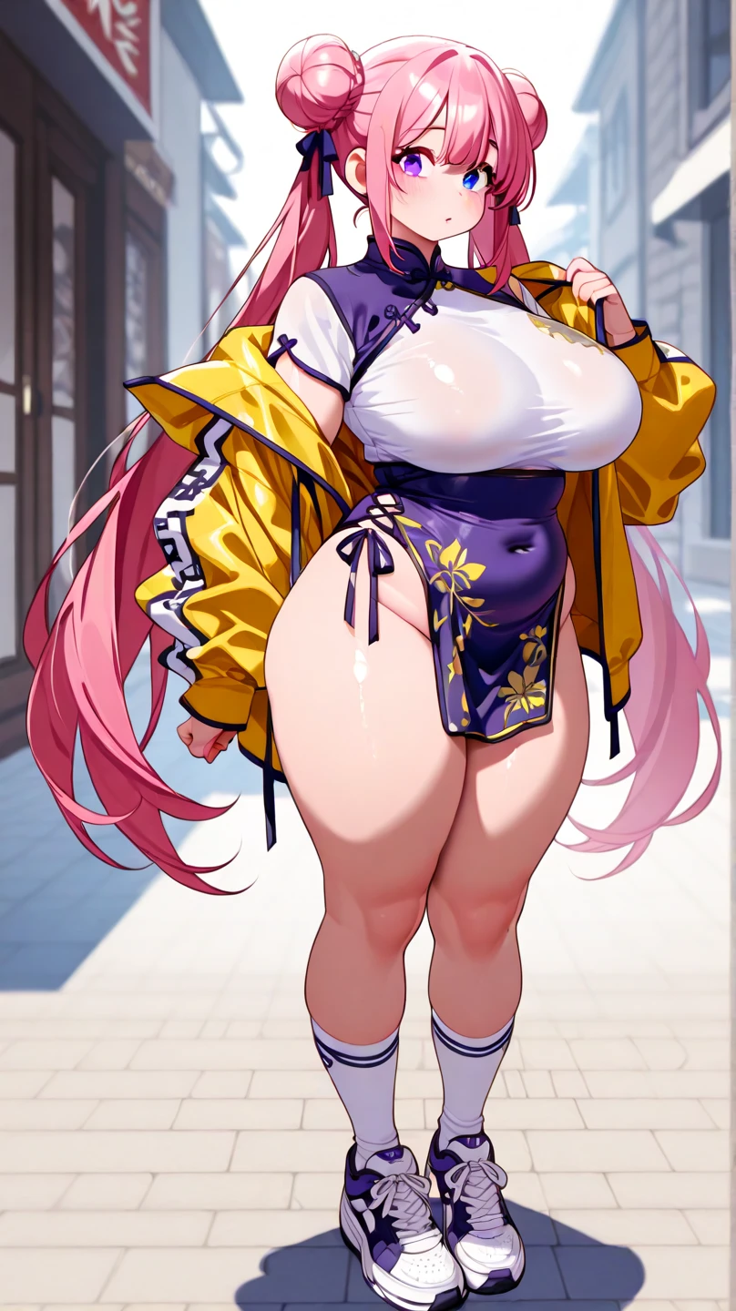 (Obra maestra:1.3),(muy detallado:1.3),(high resolution:1.1),Mejor calidad,ultra-detalle,1 chica,solo,jelobaiken,pechos enormes,Amputado,amputee,one arm,parche en el ojo,eye patch,tuerto,chaqueta negra,kimono negro,ropa abierta,ropa japonesa,faja, pantihose, pechos, breasts, huge breats, pink hair, pelo rosa, spread legs, squatting, pussy, nsfw, +18